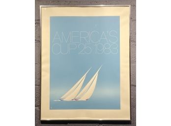 Vintage 1983 Americas Cup Poster By Keith Reynolds Printed By Mystic Seaport Museum