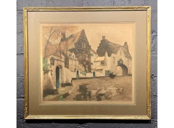 Antique Julien Celos Belgium Street Scene Etching Signed/numbered