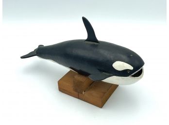 Vintage Folk Art Wooden Orca Sculpture