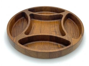 Large Vintage Teak Dansk Divided Snack Serving Tray By Jens Quistgaard