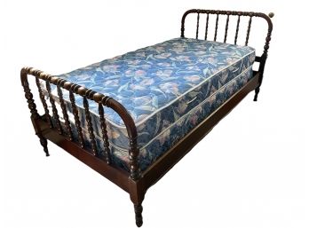 Antique Wood Spindle Bed Frame With Mattress And Boxspring (2 0f 2)