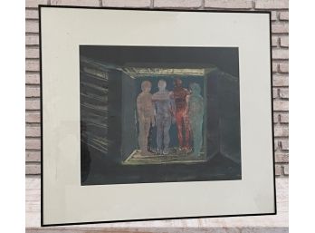 Monotype Of Four Men In Silhouette 24' X 18'