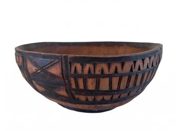 Vintage Indigenous Tribal Hand Carved Wooden Bowl