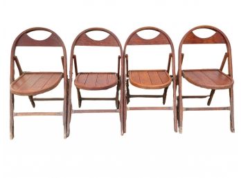 Set Of Four Antique Ketewamok Folding Wood Chairs