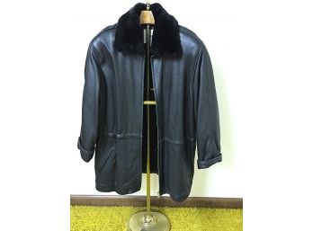 Black Leather Coat By Marc