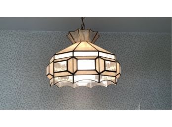 Vintage Tiffany Style Stained Glass Swag Hanging Lamp