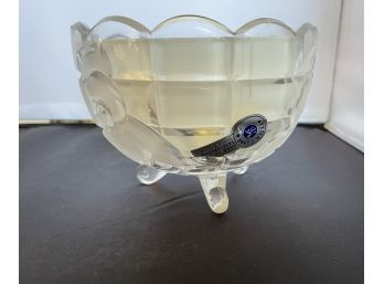 FTD Crystal Bowl With Frosted Rose Flower Design