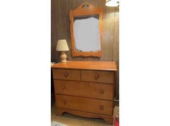 Vintage Antique Whitney Solid Maple Wood Bedroom Set 2 Bureaus, 1 Side Table, Mirror, Headboard Footboard