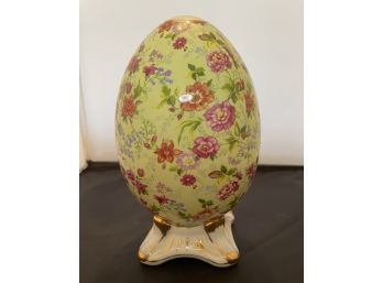 Vintage Formalities By Baum Bros. 7 1/4' Porcelain Egg Figurine Floral