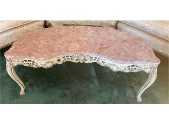 Marble Topped Coffee / Cocktail Table French Provincial Style PINK Marble!