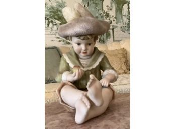 Vintage Andrea Sadek 1960s Bisque Piano Baby Boy Figurine