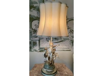 Lamps  - Pair Of  Cherubs Or Nymphs French Provincial Table Lamps (pair) Original Lampshades Vintage