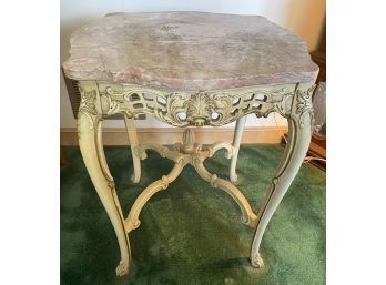 Marble Topped Side Tables French Provincial Style PINK Marble! (set Of 2)