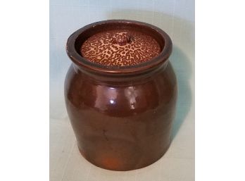 Vintage Hand-Thrown Stone Ware Crock With Lid
