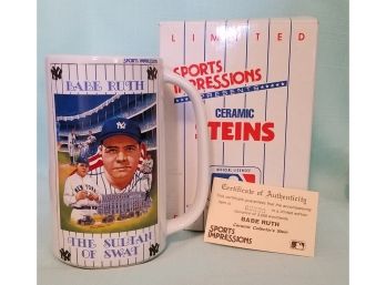 Collectable 1991 Babe Ruth The Sultan Of Swag Ceramic Stein With COA In Original Box