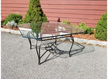 Wrought Iron Glass Top Indoor/Outdoor Coffee Table