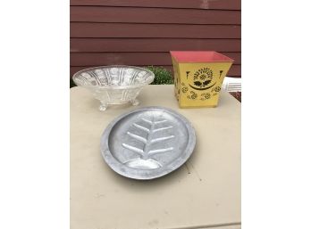 Tole Planter, Pewter Fish Platter, And More