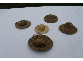 Set Of 5 Straw Doll Hats - 3' - 4' Wide