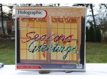 46' Holographic Lighted Sculpture 'Season Greetings' Holiday Hanging Sign - NOS