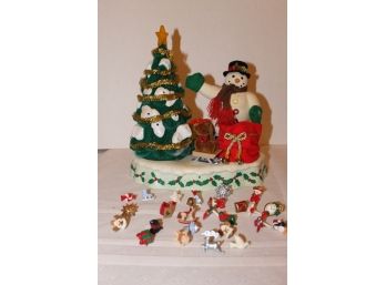 Vintage Musical Advent Snowman & Christmas Tree Calendar - Add An Ornament Daily