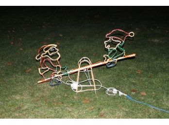 Working 58' Animated Rope Light Teeter Totter - Santa And Elf NOS