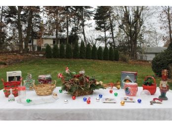 Eclectic Lot Of Holiday Decor Including A Porcelain Christmas Tree Music Figurine & More