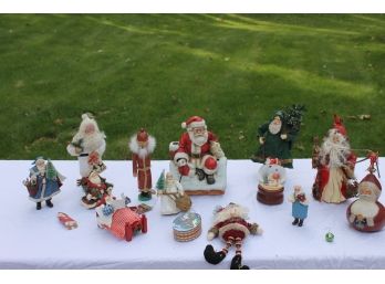 Christmas Santa's, Rare Melody In Motion Music Box, Snow Globe, Vintage Santa Gourd, Tree Topper Etc.