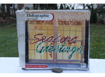 46' Holographic Lighted Sculpture 'Season's Greetings' Lighted Holiday Hanging Sign - Indoors/Outdoors Use