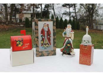 10' Santa Statue, Dinner Bell By Royal Limited And A Vintage Holiday Mailbox All In The Box
