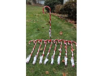 Lot Of 10 Lighted Candy Canes - Each Stands 24 In Tall NEW