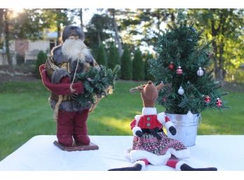 3 Holiday Pieces Including 20' Santa, 26' Lighted Xmas Tree & 24' Stuffed Raindeer