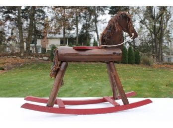 Vintage Wooden Rocking Horse 29' High And 36' Long
