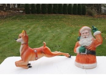 Vintage 25' Santa And 37' Rudolph Lighted Statues