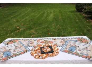 Set Of Autumn Table Wear Includes Six Foot Runner And Place Mats Made In The USA