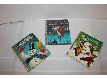 Vintage Lot Of Holiday Little Golden Books Including Frosty & Rudolph The Red-Nosed Reindeer