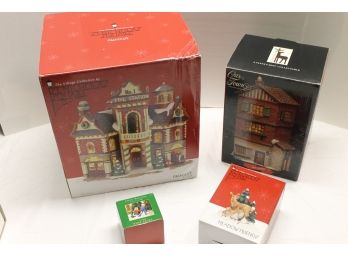 Mixed Collection Of Christmas Village Pieces - Boxed