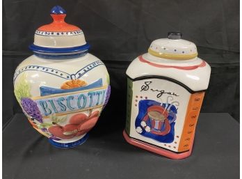 Ceramic Biscotti Jar & Sugar Canister