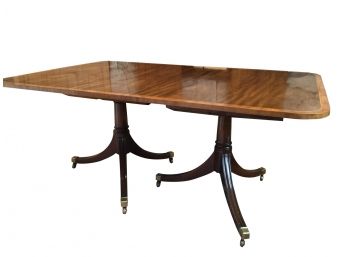 TIBBENHAM Of Ipswich England Banded Dining Table With Double Pedestals  - 66'long X 40'w X 29'h