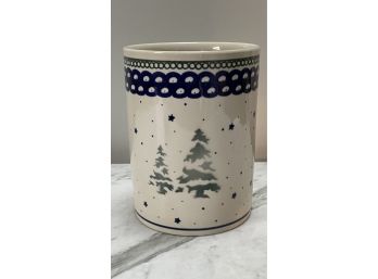 Boleslawiec Pottery Kitchen Utensil Holder, Made In Poland  - 6.5' Diameter X 7'h