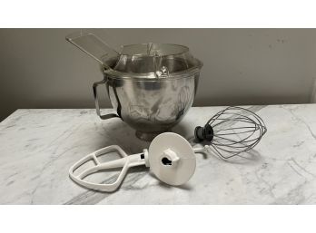 Kitchen Aid Metal Bowl, Whip, Bread Hook & More