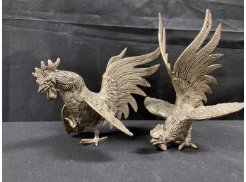 Pair Of Brass Decorative Rooster