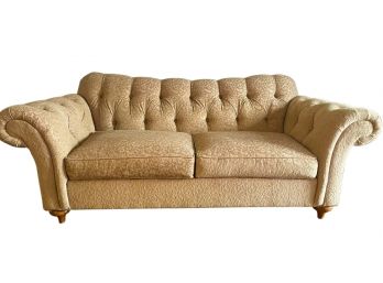 Ethan Allen Roll Arm Tufted  Light Brown Couch