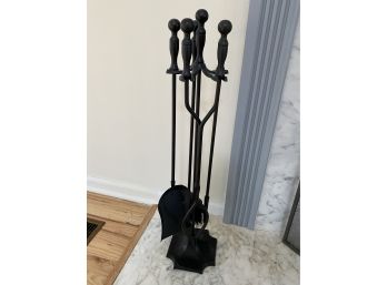 Black Metal Fireplace Tool Set