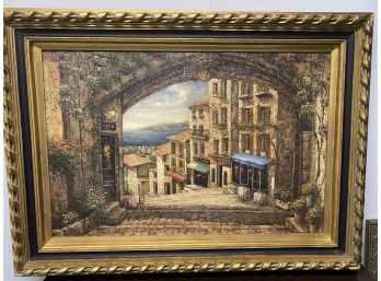 Signed Josephine Fine Art Oil Painting - Certificate Of Authenticity French Cafe Scene - 33'w X 44'h