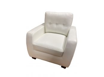 Chateau D'Aux White Leather Chair With Ottoman