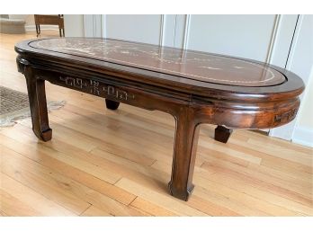 Vintage Oval Mother Of Pearl Inlaid Cocktail Table  - 48'long X 22'wx 16'h