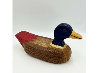 Vintage Large Hand Carved, Hand Painted Wooden Duck - Rustic