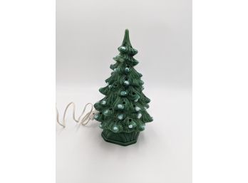 Vintage Ceramic Christmas Tree Green With Lighted Base