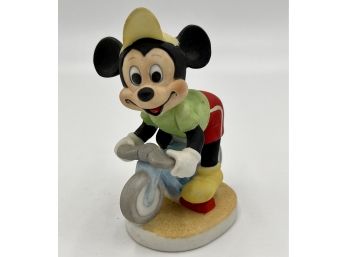 Authentic Vintage Disney Mickey Mouse Figurine - Riding Bicycle