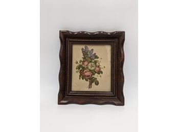 Floral Print In Wooden Frame